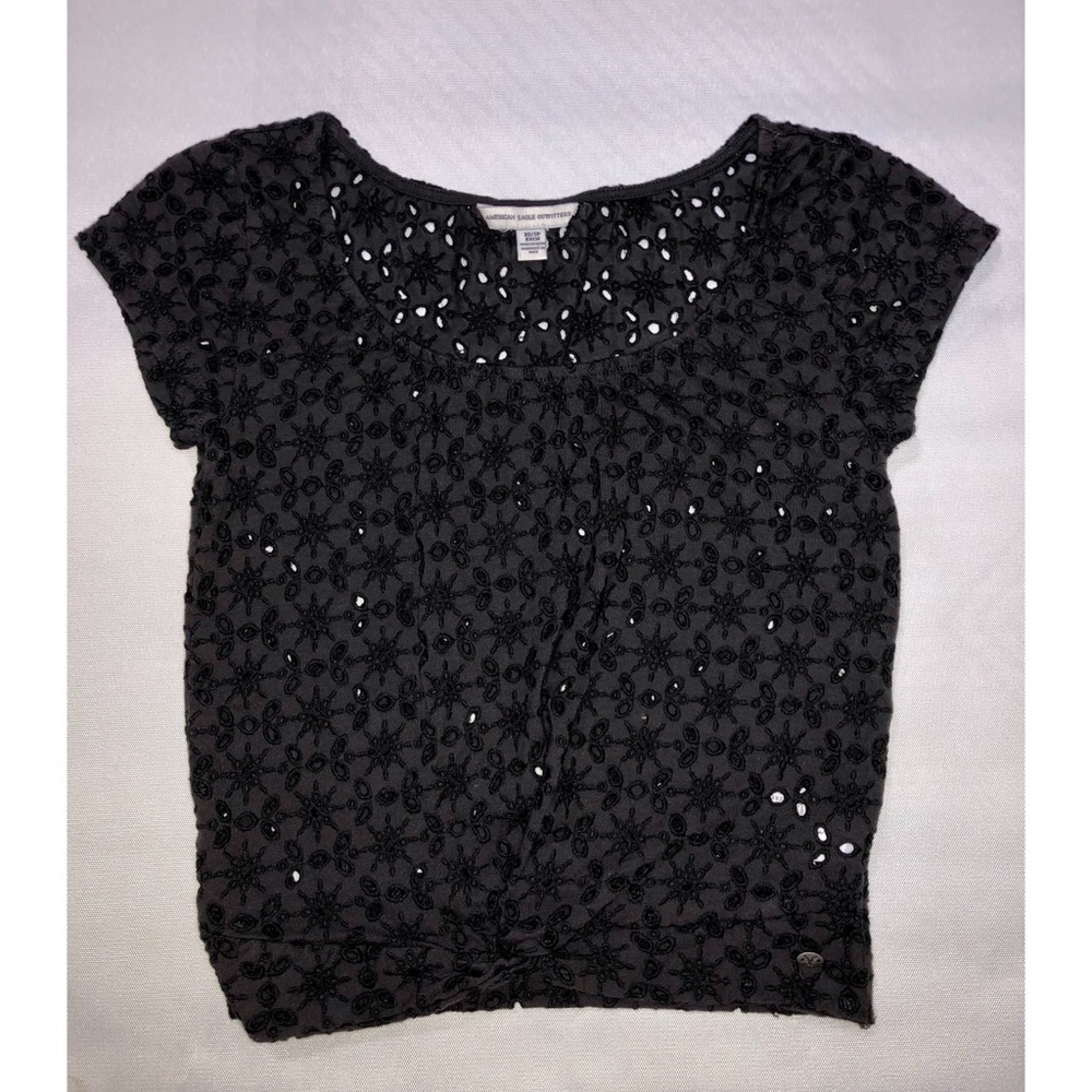 American Eagle Dark Gray Lace Top